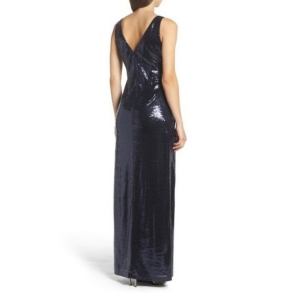 NWT Vince Camuto Navy Sequin Evening Dress, Sz 14 - Picture 3 of 8